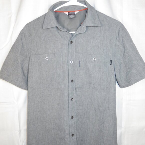 OR OUTDOOR RESEARCH WAYWARD GRAY NYLON BUTTON UP S/S SHIRT TOP MEN'S SMALL V020 - Picture 1 of 13